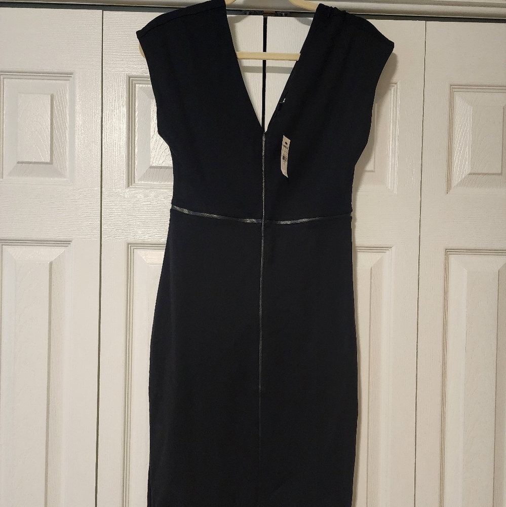 Express Black dress with leather piping. New with tags size small.